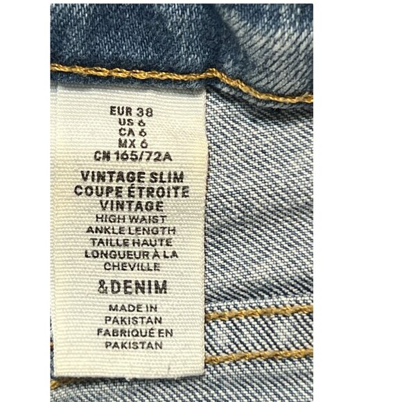H&M &Denim Blue Jeans Vintage Slim High Waist Ankle Length Size 6 - Picture 4 of 4